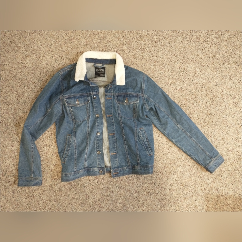 Men's Sherpa Collar Denim Trucker Jacket